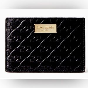Kate Spade Women's Wallet Card Holder - Black Embossed Spade - Leather - NWT